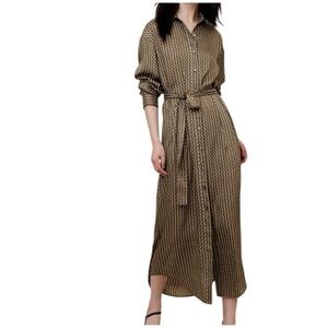 NWT Banana RepublicGold Patterned Maxi Tie Dress